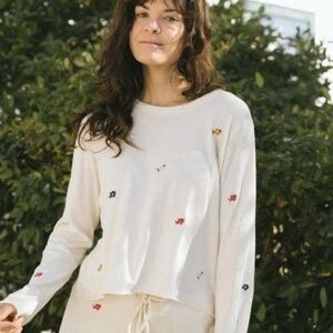 the great crop long sleeve tee with floral embroidery